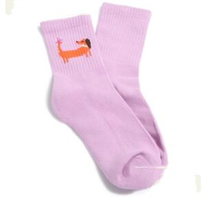 🆕VERA BRADLEY Quarter Crew Socks in Orchid w/Dachshund Design